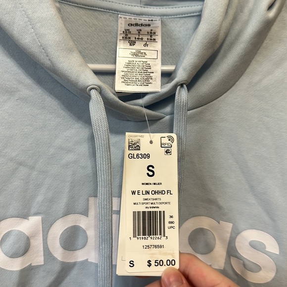 Light blue Adidas sweatshirt with hood - Picture 3 of 4